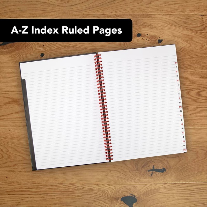 Oxford Black n' Red Ruled A-Z Wirebound Hardback A4 Notebook,