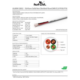 fast Cat. Security Cable 18 AWG 4 Conductor SOL White 500FT Box - FPLR Alarm Wire CMR, CL3R, FT4 Cable for Low Voltage Fire Detector, Security Stations, Door Bell & Burglar System with Pull Box