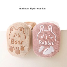 FedMois Pack of 5 Baby Toddler ABS Non-Slip Socks Sneaker Socks Cotton, Letter