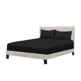A ATH COLLECTION 300 Thread Count Egyptian Cotton Fitted Sheet 30 CM/12 Inch Extra Deep Pocket, Hotel Quality Cotton Soft, Fade & Wrinkle Resistant Fitted Bed Sheets (King, Black)