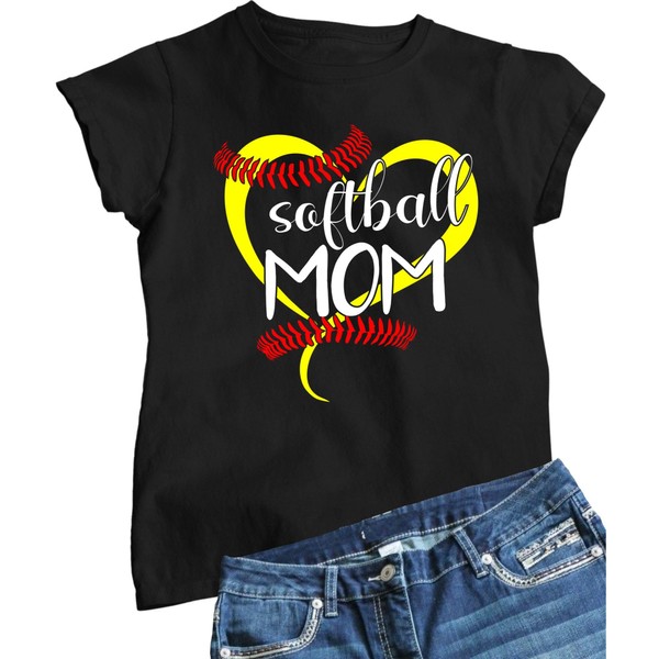 Small Black Women Softball Mom Mother's Day T-Shirt
