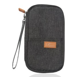 Passport Holder Travel Wallet Family Travel Document Holder with Wristlet RFID Blocking Waterproof Travel Wallet Organiser for Cash Passport Id Card Credit Cards Flight Ticket Pen (22 * 12.5 * 3cm)