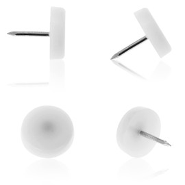 Qjaiune 40 PCS Nail in Furniture Glides 18mm Nylon Chair Glides for Wood Floors, White Plastic Table Leg Protectors Chair Feet Sliders, Plastic Chair Legs Tack on Furniture Pads for Hardwood Floors