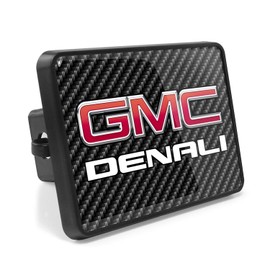 iPick Image, Compatible with - GMC Denali UV Graphic Carbon Fiber Look Metal Face-Plate on ABS Plastic 2 Tow Hitch Cover