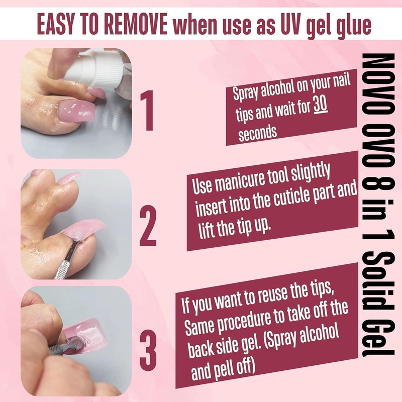 NOVO OVO 8 in 1 Non-Sticky Solid Nail Gel Glue,