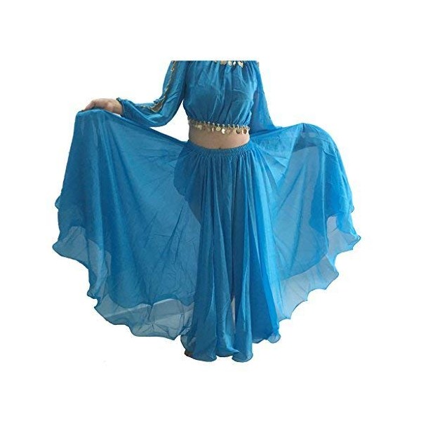 Wuchieal Women's Belly Dance Skirt Tribal Chiffon Full Skirt,Praise Dance