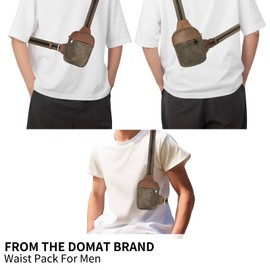 DOMAT Men's Shoulder Bag, Shoulder Crossbody Bag, Carry Bag, Retro Waxed Canvas Chest Bag, Suitable for Outdoor Sports, Daily Leisure and Travel Shoulder Bag, Army Green