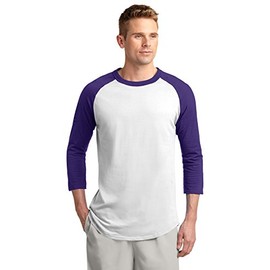 Sport-Tek Colorblock Raglan Jersey XS White/Purple