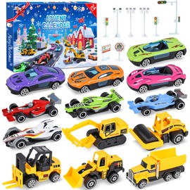 Advent Calendar Cars Children's Toy 2025, 16 Sports Cars Racing Toys and Accessories, 24 Days Christmas Calendar Gift for 3-12 Years Old Boys Girls