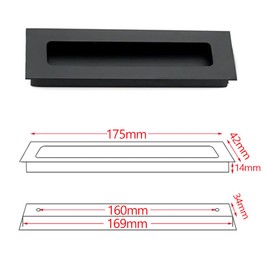 Gotetiso Tucireat Furniture Handle, Black, Pack of 2, Sliding Door Handle, Concealed Handle, Brushed Barn Door Handle, Sliding Door Handle, Sliding Door, Furniture Handle with Screw, Accessories for