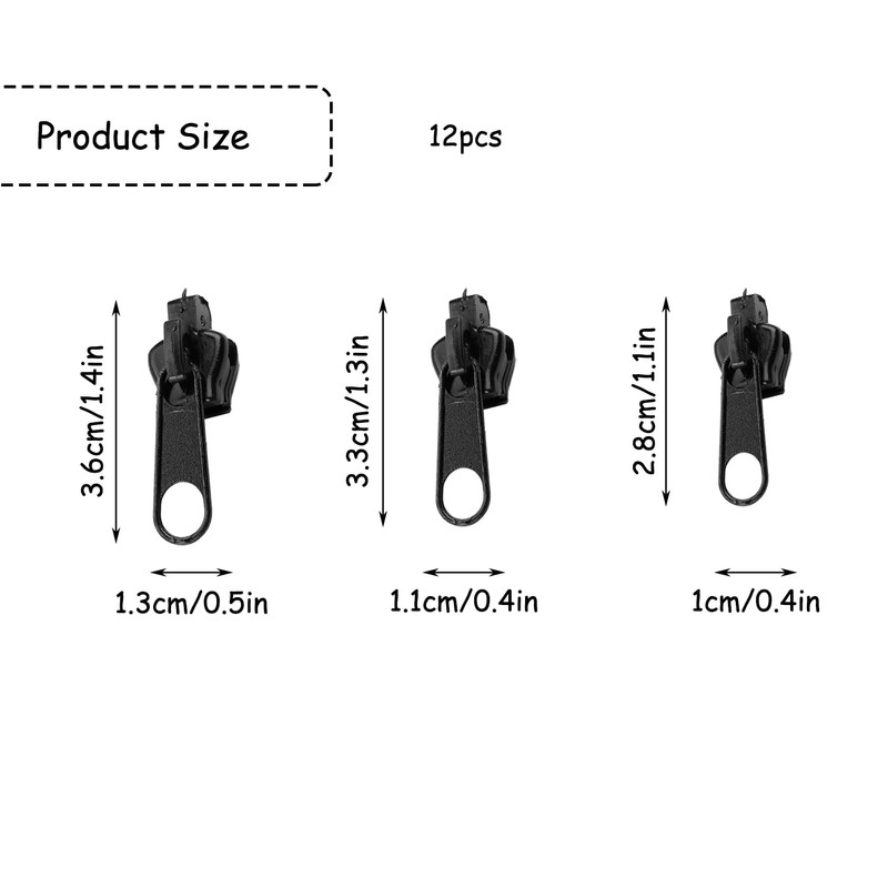 Rumyve 12Pcs Fix Zip Puller,Detachable Plastic Zipper Head,Zipper Pull Repair