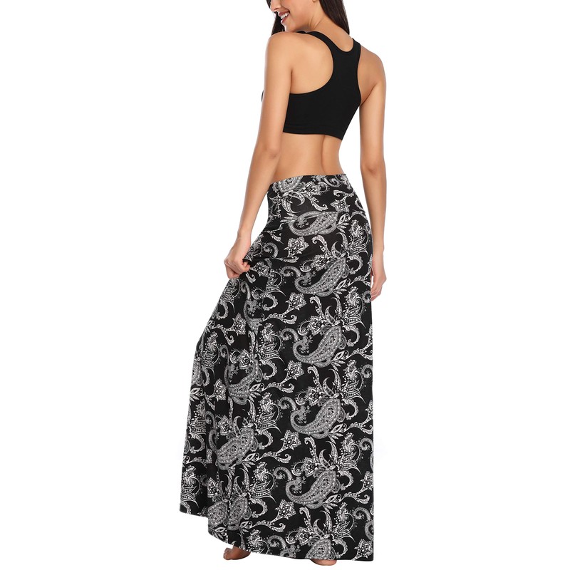 Urban CoCo Women's Stylish Spandex Comfy Fold-Over Flare Long Maxi