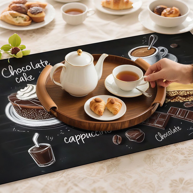 BVBOX 17"x 32" Coffee Bar Mat, Coffee Chocolate Absorbent Dish