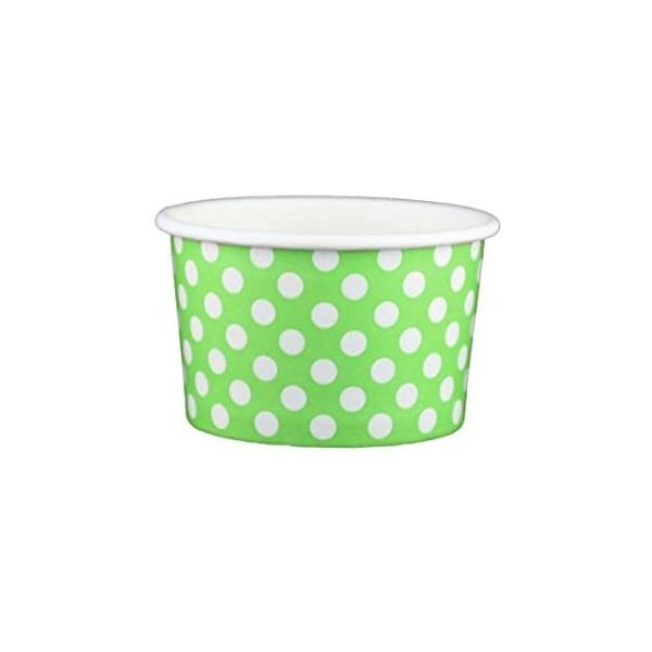 Black Cat Avenue Paper Ice Cream Cups, Polka Dot, Green, 4 Ounce, 50 Count