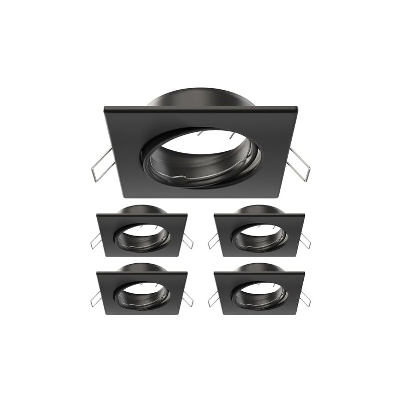 ledscom.de RIR Ceiling Mounting Frame, Square, Swivelling, Matte Black, Pack