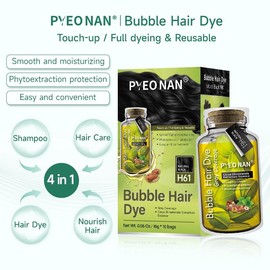 PYEONAN Unisex Bubble Hair Dye, 2-in-1 Gray Coverage & Hair Care, Natural Plant Extracts, Gray to Black or Dark Brown, 10 bags 5.6 Oz/160g - Color: Dark Brown (1pc)