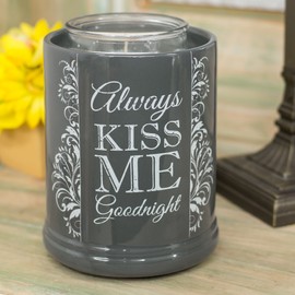 Elanze Designs Always Kiss Me Goodnight Charcoal Grey Stoneware Electric Jar Candle Warmer