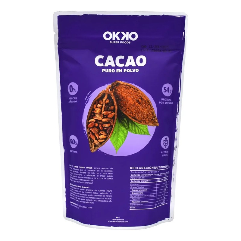 Cacao En Polvo Okko 200g Bolsa Calidad Premium