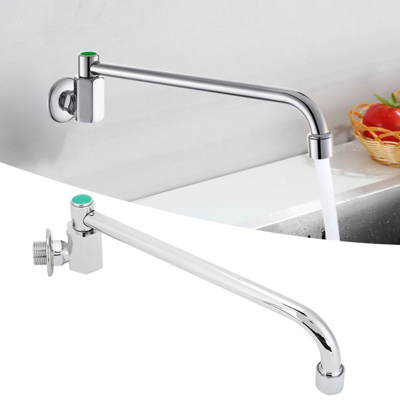 Copper Alloy Silver Wall‑Mounted 360 Degree Rotating Faucet Semi‑Automatic Kitchen