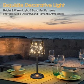 UBright Solar Table Lamp Cordless Lamp with Maple Leaf Hollow Design Metal Solar Table Lights Waterproof Decorative for Yard Patio 1Pack