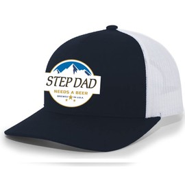 Mens Best Step Dad Ever Hat Embroidered Funny Red American Can Logo Parody Mens Baseball Cap Mesh Snap Back Trucker Hat-Black-Small