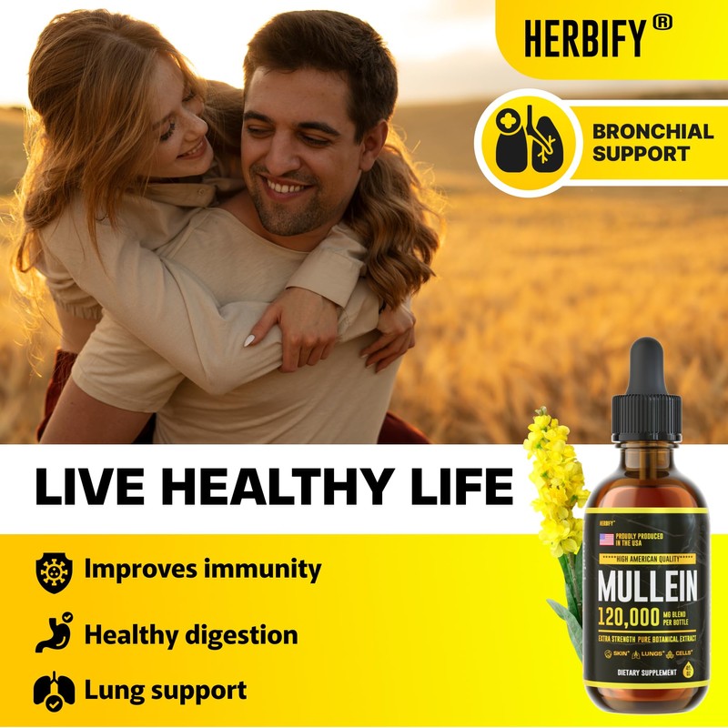 HERBIFY Mullein Drops - Lung Cleanse - Leaf Extract -
