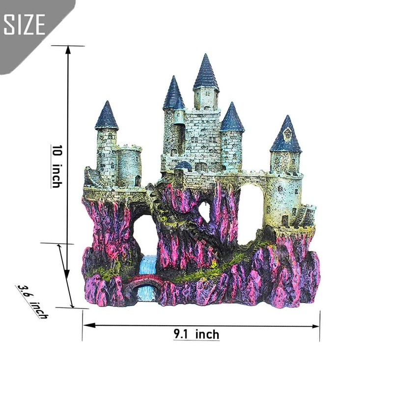 PINVNBY Aquarium Resin Castle Decoration Fish Tank Driftwood Castle Cave