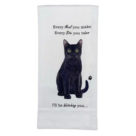 Cat Kitchen Towel - Soft Highly Absorbent Dish Towels for Washing Dishes - Tea Towels - Reusable Quick Drying - 100% Natural Cotton - Pet Lovers Gifts (Black Cat)