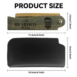 CHGCRAFT The Beard Man Faltbarer Holzkamm Bartkamm Haarkamm mit Tragetasche aus Kunstleder für Männer Pflege Schnurrbart Kopf Haar Ehemann Geschenk