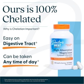 Doctor's Best Doctors BEST High Absorption Magnesium Lysinate Glycinate 100%Chelated 240Tablet