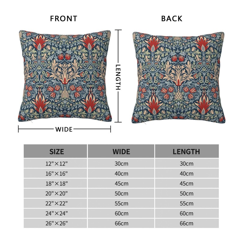 Keebik William Morris Pattern Throw Pillow Covers Decorative Outdoor Soft