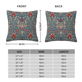 Keebik William Morris Pattern Throw Pillow Covers Decorative Outdoor Soft Pillowcases Home Decor Living Room Cushion Case for Bed Couch Car 18x18 Inch