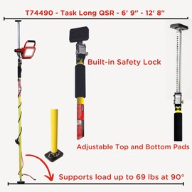 Task T74490 81" to 159" Quick Support Rod, Adjustable Support System, 69 lbs Max Capacity