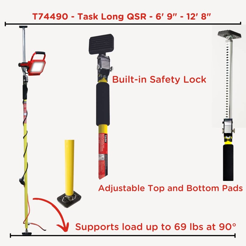 Task T74490 81" to 159" Quick Support Rod, Adjustable Support