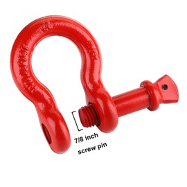 Bekith 3 Pack Shackles 3/4" D Ring Shackle Rugged Unbreakable 28.5 Ton (57,000 Lbs) Maximum Break Strength Heavy Duty Tow Shackles for Tow Strap, Winch, Vehicle Recovery, Red