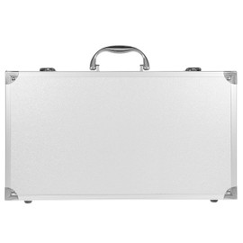 DOITOOL Silver Aluminum Briefcase with Lock, Hard Case Locking Case, Portable Carrying Case, Metal Briefcase with Ripple Foam, 14.15x7.86x2.95 Inch