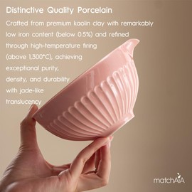 MatchAiA 6 Pcs Matcha Set - Ceramic Bowl with Spout, Matcha Whisk with Holder, Tea Powder Canister, Sifter and Spoon, Complete Kit for Traditional Matcha, Modern Lattes, and Tea Ceremonies (Pink)