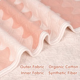 Organic Cotton Patterned Baby Crib Blanket for All Seasons - Warm, Breathable, Super Soft, Thick and Light Weight Quilted Toddler Blanket for Boys and Girls 39''x39'' Large - Pink Wave