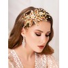 Urieo Gold Floral Headband Crystal Metal Hairband Copper Wire Flower