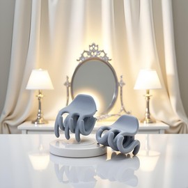 5Pcs Grey Mini Hair Claw Clips, Small Tiny Hair Clips Double Row Teeth for Thin Hair for Women and Girls