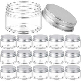 SenseYo 15 Pack 1 OZ Plastic Small Travel Container Jars with Lids for Creams (Silvery)