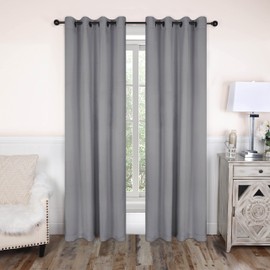 Superior Blackout Curtains, Room Darkening, Bedroom, Living Room Window Accents, Sun Blocking, Thermal, Classic Modern with Rod Pockets or Grommets, Solid Collection, 4 Panels, 52" x 96", Silver