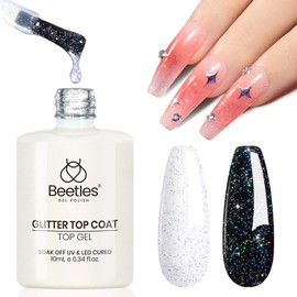 beetles Gel Polish 10ML Glitter Gel Top Coat Holographic Gel Nail Polish Glossy Shiny Reflective Soak Off UV Gel DIY Nail Art Manicure Decoration Design Salon Home Gift for Women Girls