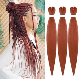 GITYPIUBE Pre-Stretched Braiding Hair 26 Inch 90G/Pack Hair Extensions, Professional Itch Free Hot Water Setting Perm Yaki Pre Stretched Braiding Hair (26 Inch (Pack of 3), 350#)