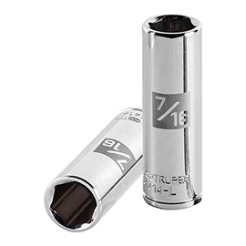 Truper D-1414-L, Dado de 6 puntas, largo, cuadro 1/4" de 7/16"