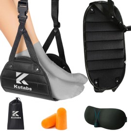 KUTABS Foot Hammock for Plane or Travel Pillow - Airplane Foot Hammock and Plane Foot Rest - Ultimate Travel Accessories with Sleep Mask and Ear Plugs