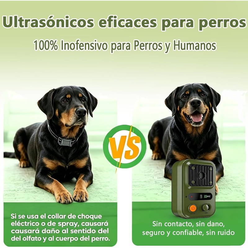 Ahuyentador de Perros Ultrasónico Recargable 50FT – Silbato para Ahuyentar