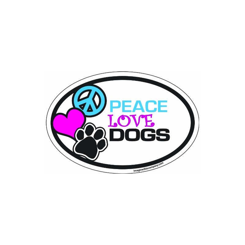 Imagine This Company Peace Love Oval Shaped Pet Magnet; Removable