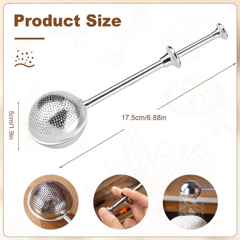 Powdered Sugar Shaker Duster, 2 PCS Sifter for Baking, Flour
