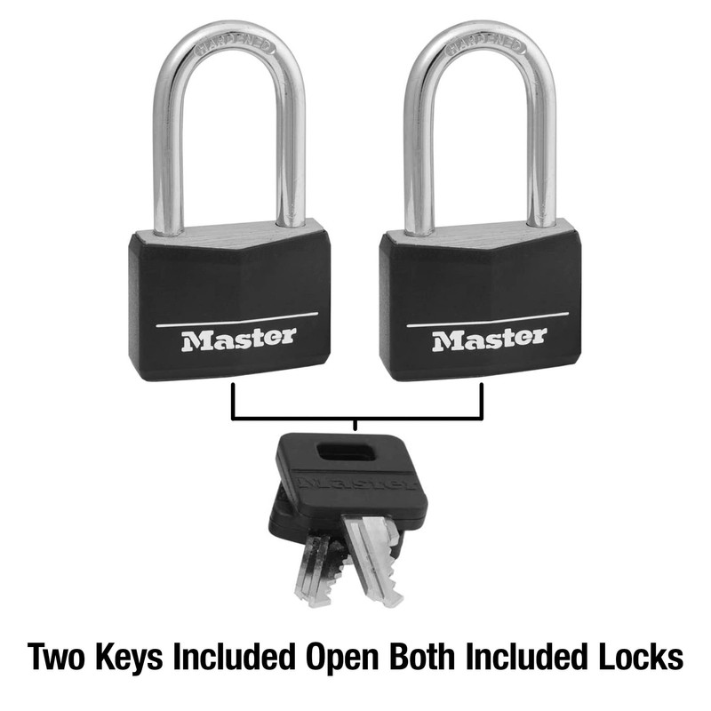 Master Lock Black Vinyl Covered Aluminum Padlock with Key, Keyed-Alike